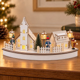 White Wooden Light Up Christmas Scene LED Lights Winter