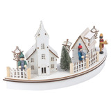 White Wooden Light Up Christmas Scene LED Lights Winter