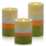 Set of 3 Coloured Flameless LED Pillar Candles