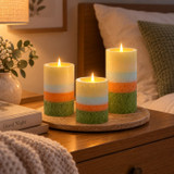 Set of 3 Coloured Flameless LED Pillar Candles