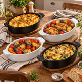 460ml Oval Stoneware Oven Dishes w/ Handles