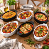 460ml Oval Stoneware Oven Dishes w/ Handles