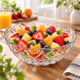 Clear Glass Salad Bowl w/ Star Pattern