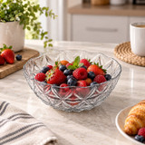 Clear Glass Salad Bowl w/ Star Pattern