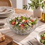 Clear Glass Salad Bowl w/ Star Pattern