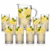 1.44l Diamond Pattern Jug and Highball Glasses Set