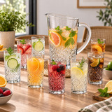 1.44l Diamond Pattern Jug and Highball Glasses Set