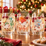 250ml Christmas Gnome Drinking Glasses Set of 6