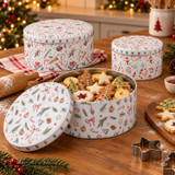 Round Christmas Cookie Tins Set of 3