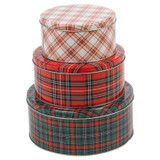 Round Christmas Cookie Tins Set of 3