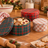 Round Christmas Cookie Tins Set of 3
