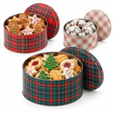 Round Christmas Cookie Tins Set of 3