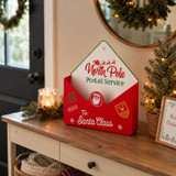 Christmas Tin Letter Holder Santa Post Box