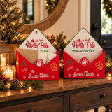 Christmas Tin Letter Holder Santa Post Box