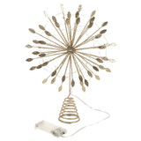 Gold LED Christmas Tree Topper Battery Powered Warm White