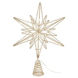 Gold LED Christmas Tree Topper Battery Powered Warm White