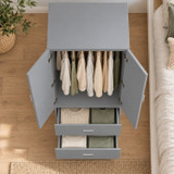 Freestanding 2 Door Wardrobe and 2 Drawers