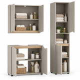 SICILY 3 Piece Bathroom Storage Set Wall Under Sink Tall
