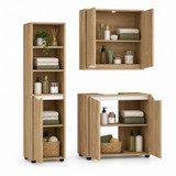 SICILY 140cm 3 Piece Bathroom Set Wall Unit Under Sink Tower