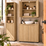 SICILY 140cm 3 Piece Bathroom Set Wall Unit Under Sink Tower