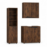 SICILY 140cm 3 Piece Bathroom Set Wall Unit Under Sink Tower