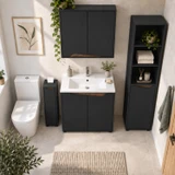 4 Piece Bathroom Cabinet Set Wall Under Sink Tall Storage