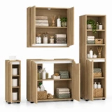 4 Piece Bathroom Cabinet Set Wall Under Sink Tall Storage
