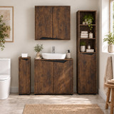 4 Piece Bathroom Cabinet Set Wall Under Sink Tall Storage