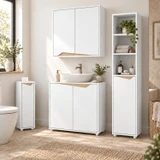 4 Piece Bathroom Cabinet Set Wall Under Sink Tall Storage