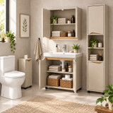SICILY 4 Piece Bathroom Furniture Set Sink Cabinet Wall Unit
