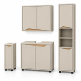SICILY 4 Piece Bathroom Furniture Set Sink Cabinet Wall Unit