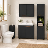 SICILY 4 Piece Bathroom Furniture Set Sink Cabinet Wall Unit