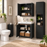SICILY 4 Piece Bathroom Furniture Set Sink Cabinet Wall Unit