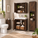 SICILY 4 Piece Bathroom Furniture Set Sink Cabinet Wall Unit