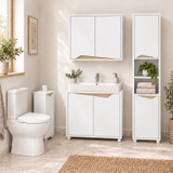 SICILY 4 Piece Bathroom Furniture Set Sink Cabinet Wall Unit