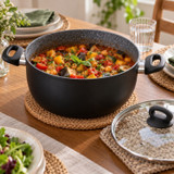 FORGECROSS 22cm Black Non-Stick Aluminium Casserole Pot