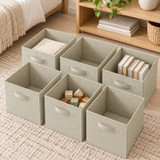Set of 6 27cm Collapsible Fabric Cube Boxes