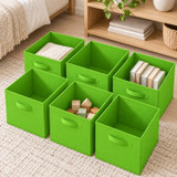 Set of 6 27cm Collapsible Fabric Cube Boxes