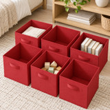 Set of 6 27cm Collapsible Fabric Cube Boxes