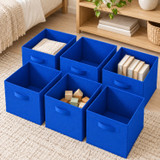 Set of 6 27cm Collapsible Fabric Cube Boxes