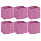 Set of 6 27cm Collapsible Fabric Cube Boxes