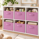 Set of 6 27cm Collapsible Fabric Cube Boxes