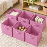 Set of 6 27cm Collapsible Fabric Cube Boxes