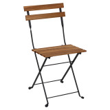 Slatted Bistro Folding Table & Chair Garden 3-Piece Set