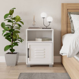 Industrial Wooden Bedside Cabinet with Metal-Door