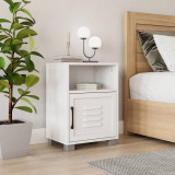Industrial Wooden Bedside Cabinet with Metal-Door