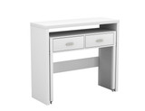 White Wooden Pull-Out Desk with 2 Drawers