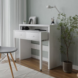 White Wooden Pull-Out Desk with 2 Drawers