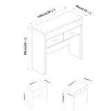 White Wooden Pull-Out Desk with 2 Drawers