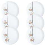 Set of 6 Luminarc Flower Design Dinner Plates